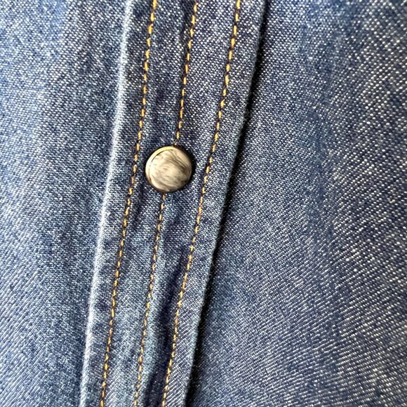 Blue Ranchwear - Denim Shirt - Gray Snap Front - Long Sleeve - Size XXL - Picture 3 of 10